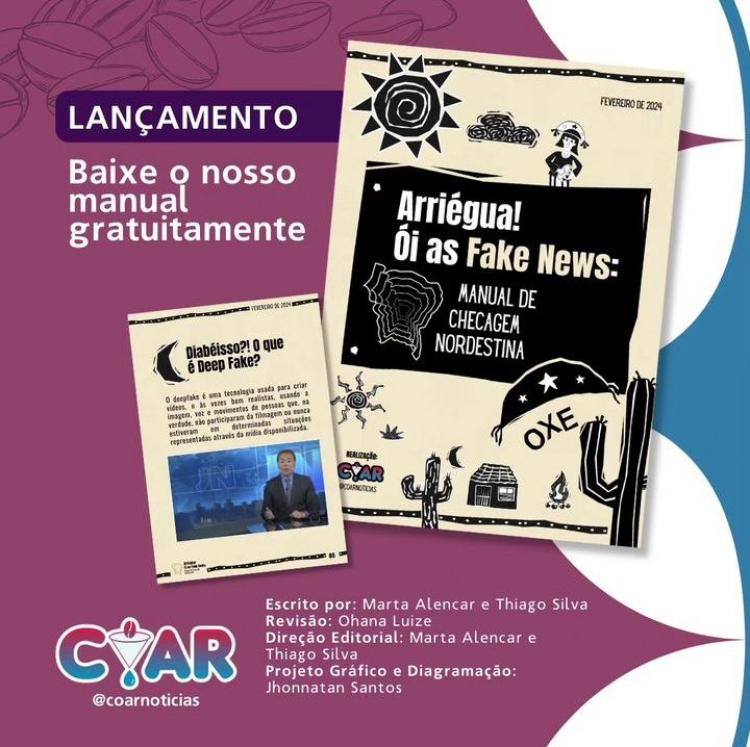 Manual usa linguagem típica do Nordeste para alertar sobre como checar informações falsas