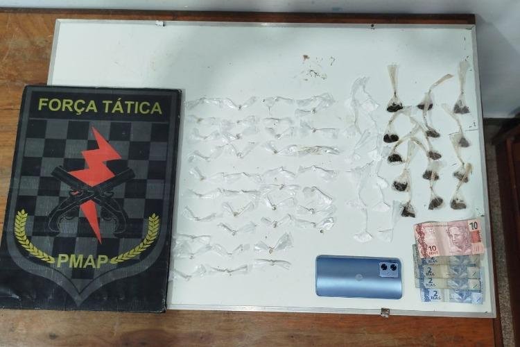 Batalhão de Força Tática prende homem por tráfico de drogas e resistência no bairro Zerão, em Macapá