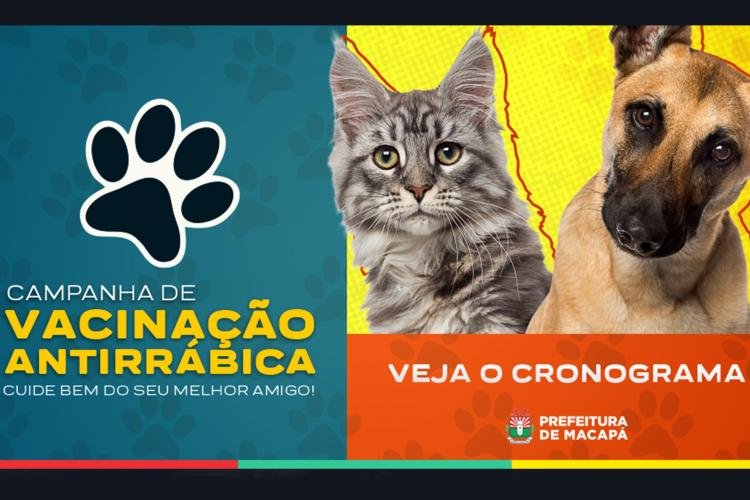 CAMPANHA ITINERANTE DE VACINAÇÃO ANTIRRÁBICA CONTINUA EM MACAPÁ; ACOMPANHE O CRONOGRAMA