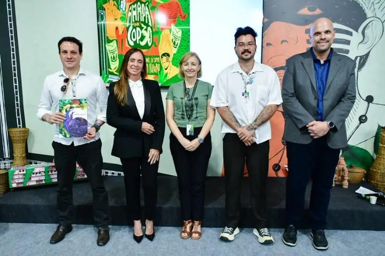 Painel destaca potencial do Parque Tecnológico construído pelo Governo do Estado no estande do Amapá na COP30