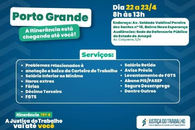 Justiça Itinerante do Trabalho chega ao município de Porto Grande  