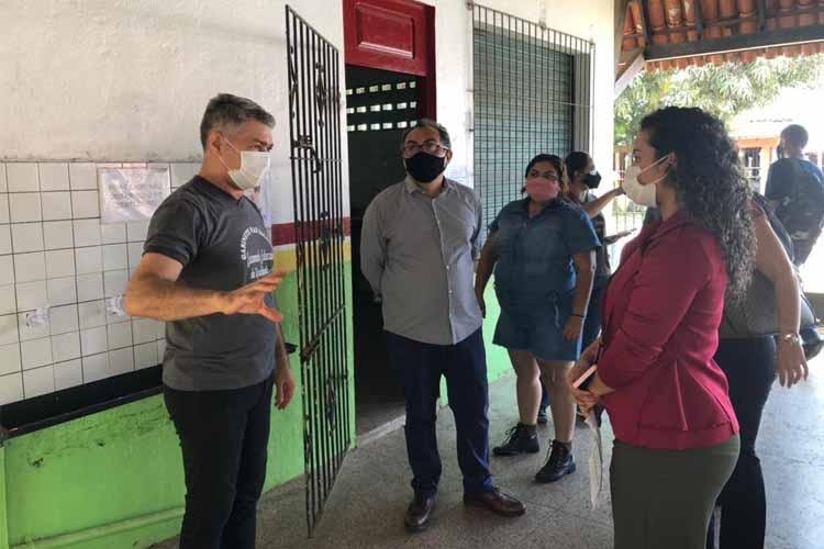 MP-AP inspeciona escolas municipais com Semed e Vigilância Sanitária para verificar protocolos de prevenção à Covid-19