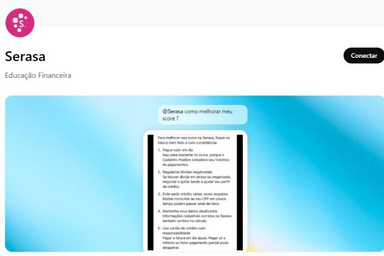 Serasa disponibiliza app no ChatGPT como assistente financeiro pessoal