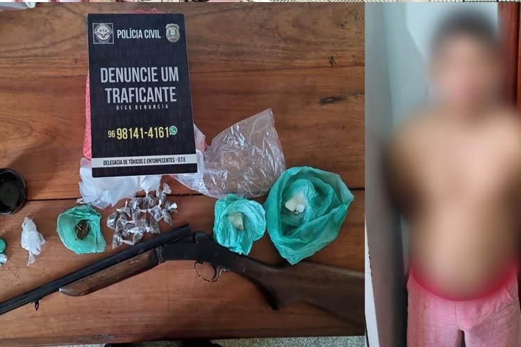 Traficante é preso em flagrante com drogas e arma de fogo no bairro do Muca