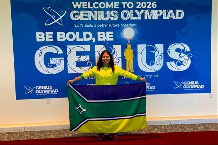 Estudante da rede pública do Amapá discursa na abertura da Genius Olimpiad, nos Estados Unidos
