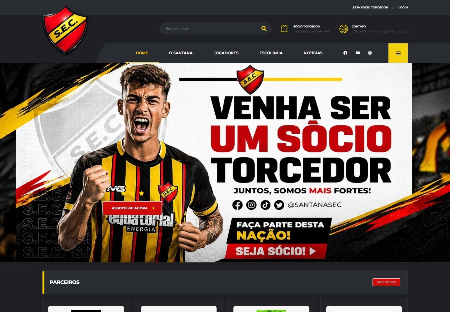 Tela inicial do Santana Esporte Clube